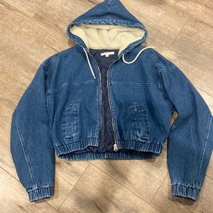 PacSun Hooded Denim Bomber Jacket